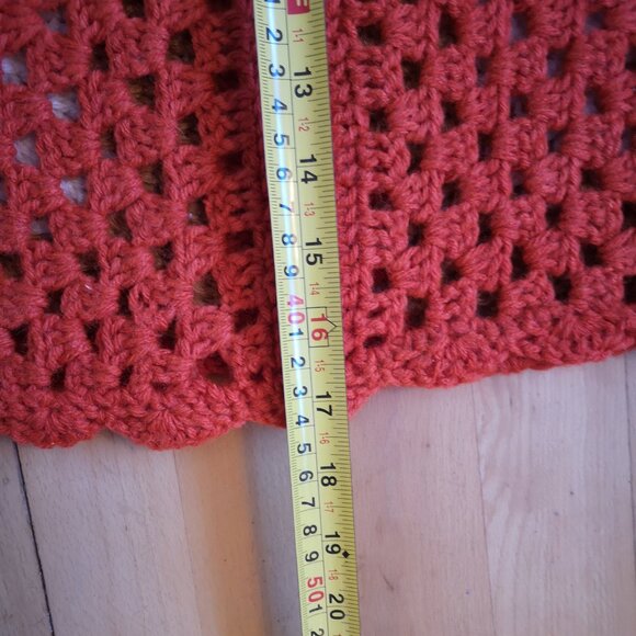 Homemade Crochet Granny Square Gold Ivory Red Afghan - Throw w/ Pillow Storage - Picture 7 of 7